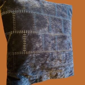 Textured Patchwork Throw Pillow12”x12” in Brown with Contrast Stitching